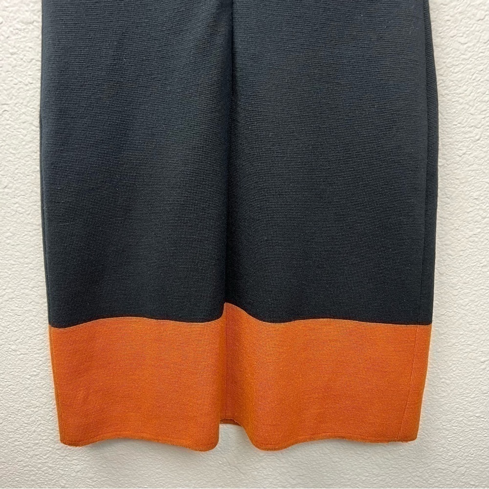 Luisa Spagnoli Woolmark 100% Virgin Wool Knit Sheath Dress in Black & Terracotta - Picture 6 of 7